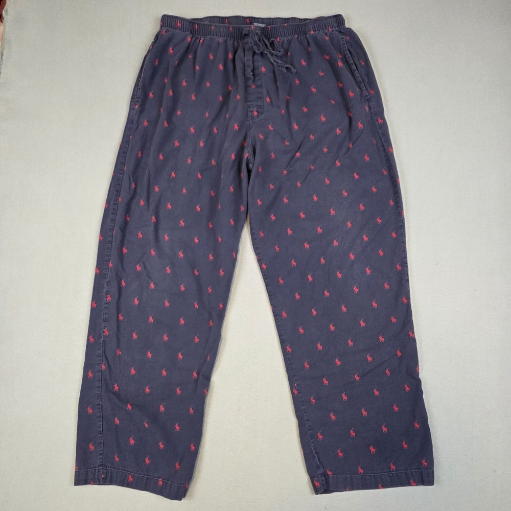 Polo Ralph Lauren Sleepwear Pajama Pants Mens Large Blue All Over Pony Print‎